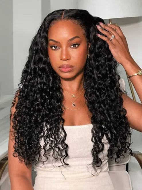 13x4 HD Transparent Lace Frontal Deep Wave Human Hair Wigs 200% Densit